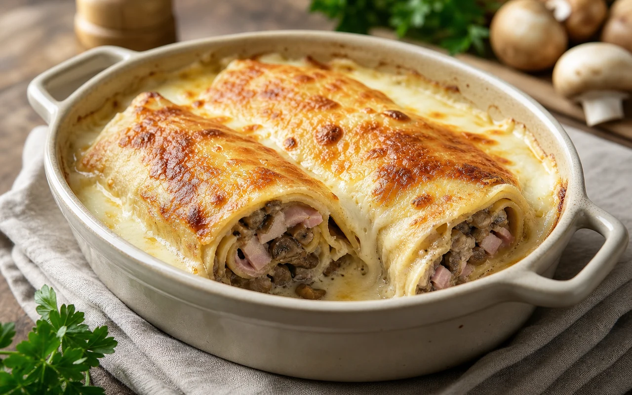 Ficelle picarde : la crêpe gratinée au jambon et champignons de Picardie