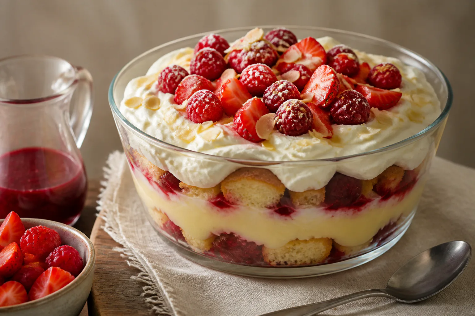 Recette du trifle anglais aux fruits rouges et crème anglaise