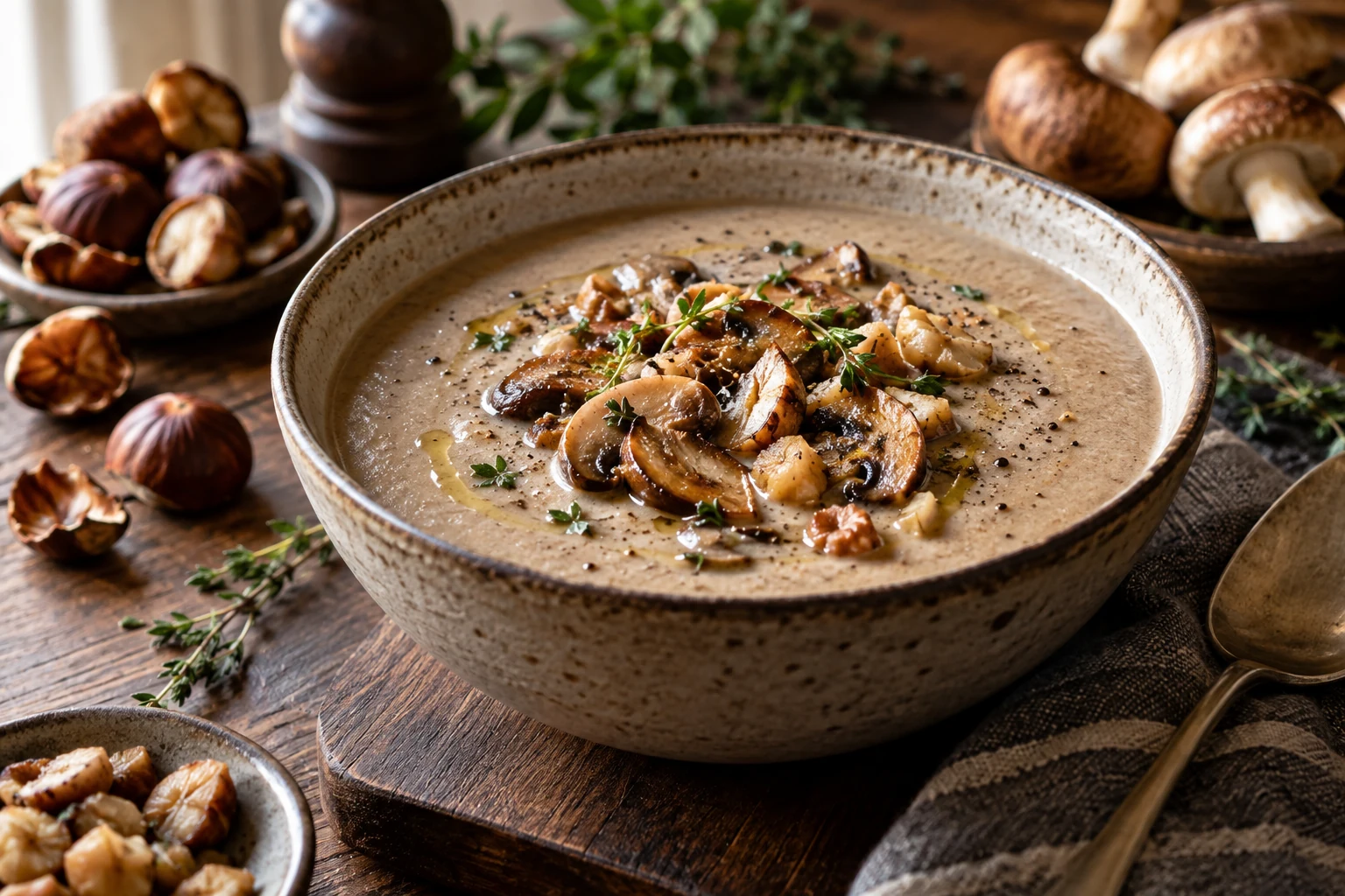 Comment réussir un velouté de champignons et châtaignes onctueux ?