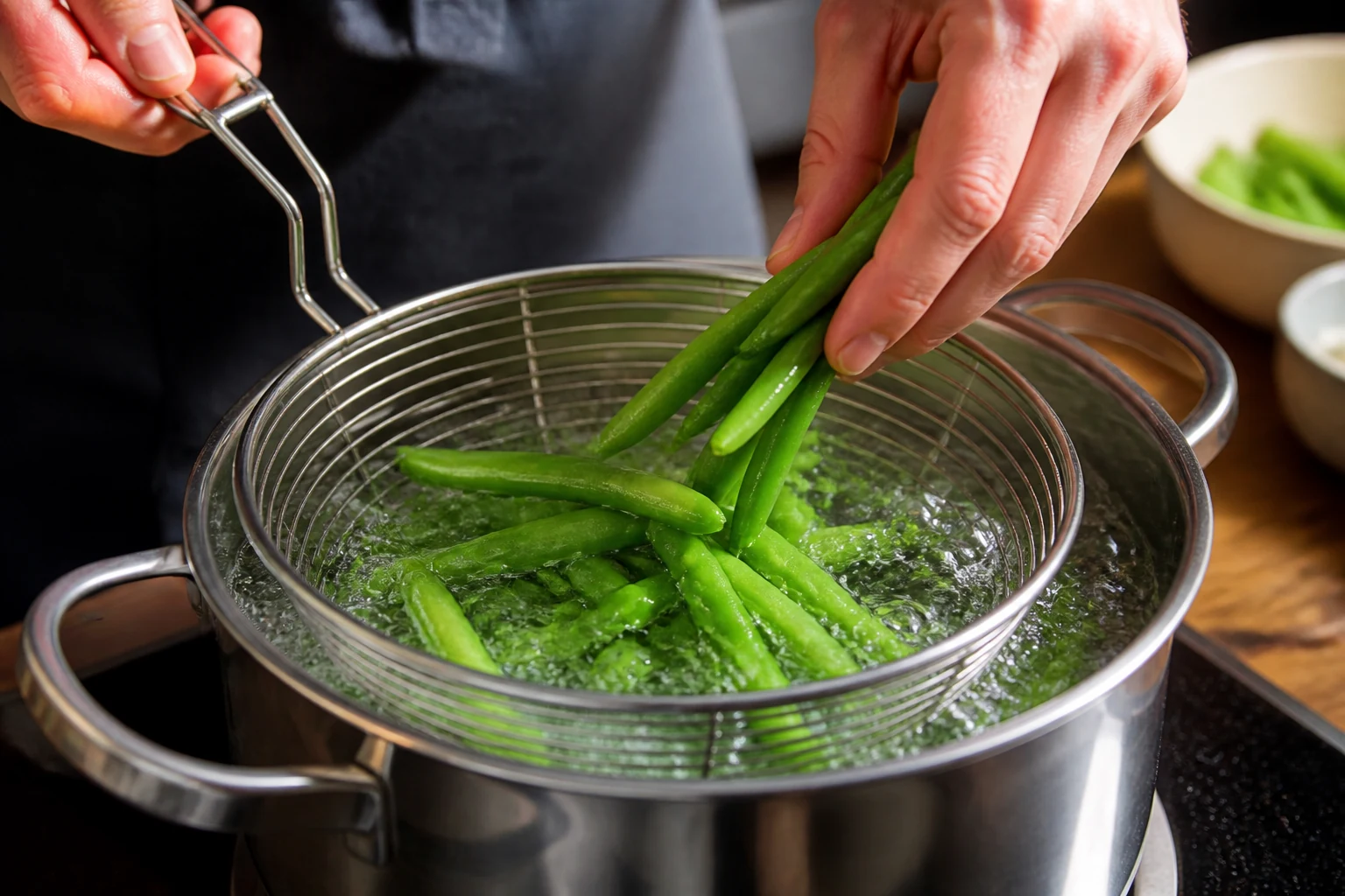 Plonger les légumes dans l'eau bouillante