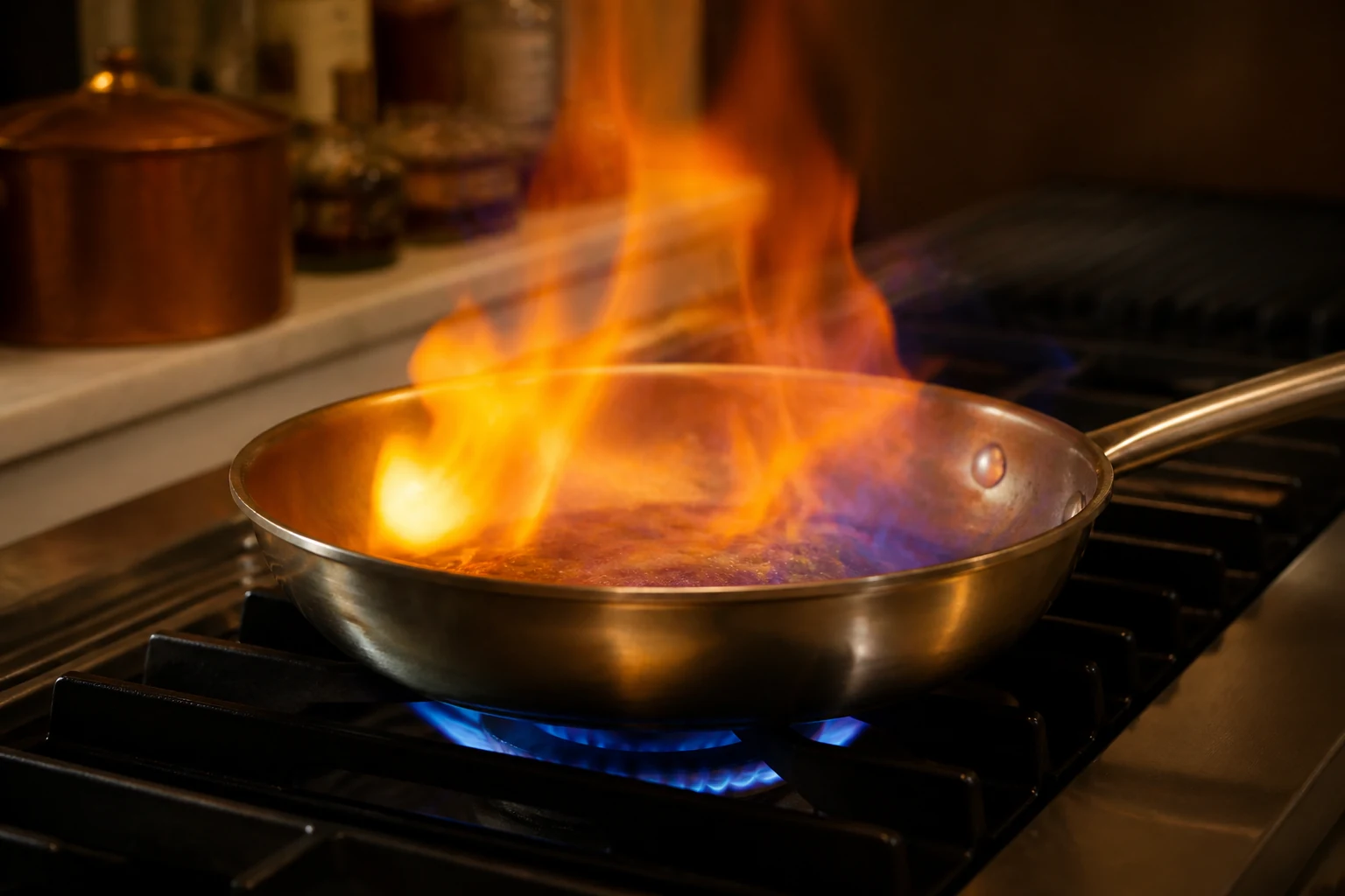 Flammes maîtrisées lors du flambage