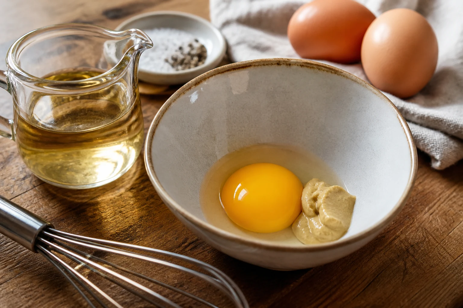Les ingrédients de la mayonnaise à température ambiante