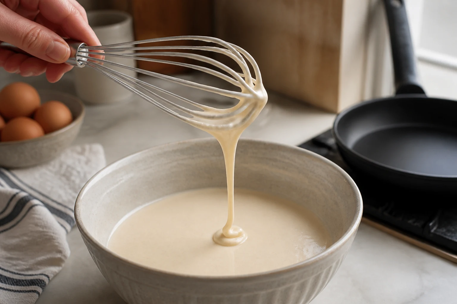 Fouetter une pâte à crêpes lisse