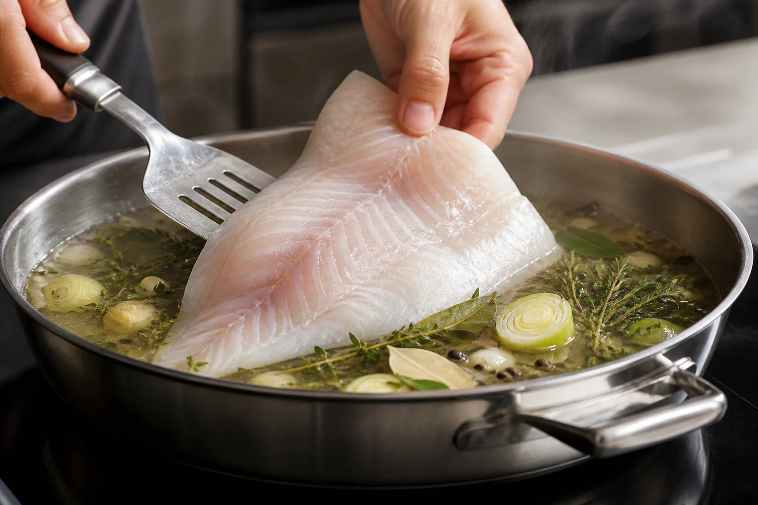 Pocher le poisson dans le court-bouillon