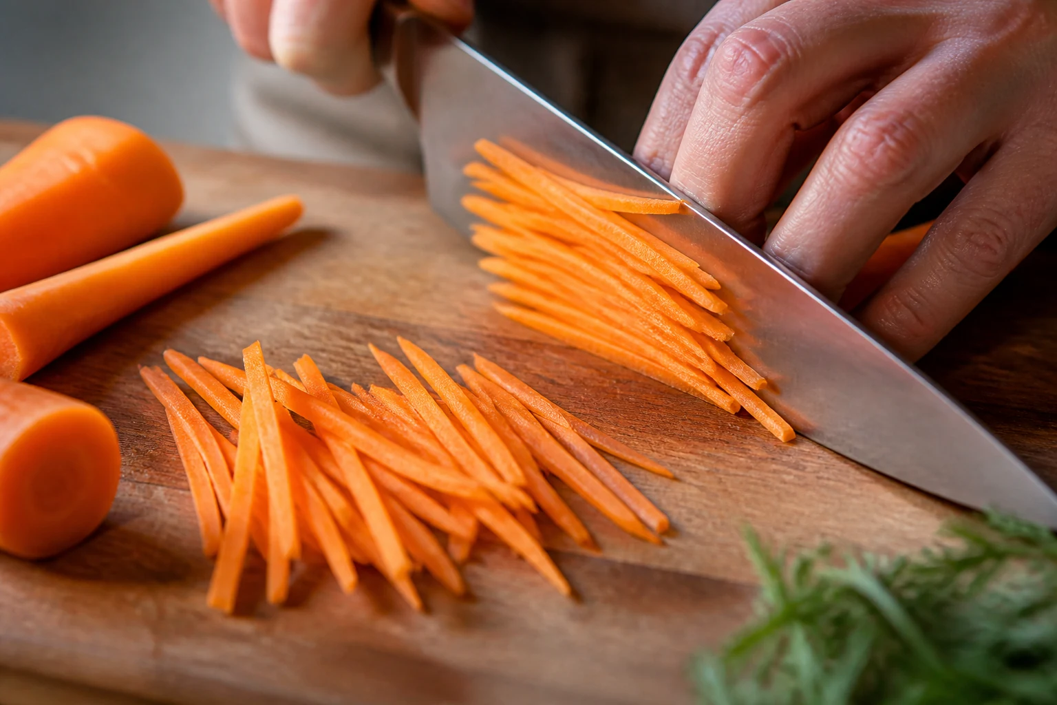 Tailler les carottes en julienne régulière