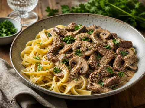 Recette du bœuf stroganoff : tendre et crémeux à souhait