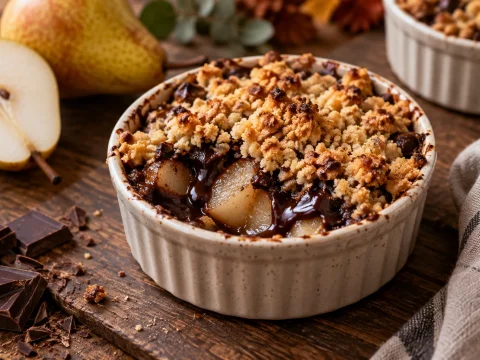 Comment réussir un crumble poires-chocolat croustillant ?