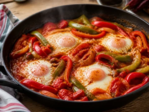 Piperade basque authentique : poivrons, tomates et piment d'Espelette, le plat solaire du Pays basque