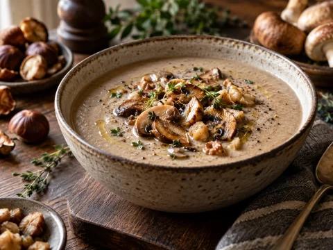 Comment réussir un velouté de champignons et châtaignes onctueux ?
