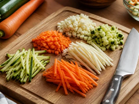 Techniques de couteau pour tailler les légumes